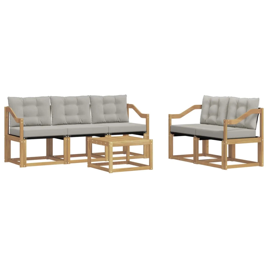Set di divani da esterno 6 pcs Bianco e Grigio Chiaro