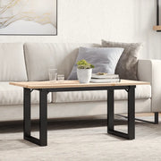 Tavolino Salotto Telaio a O 100x50x45cm Legno Pino e Acciaio