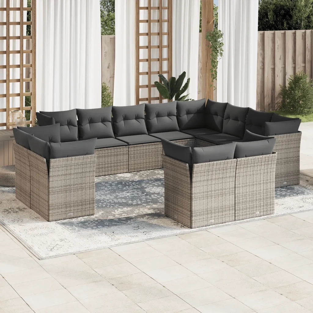 Set Divani da Giardino 12 pz con Cuscini Grigio in Polyrattancod mxl 90612