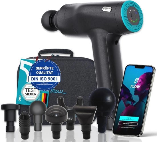 Pistolo di massaggio professionale con batteria ricaricabile e 7 testine per trattamenti muscolari intensivi