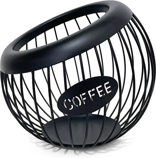 Cassa di Stoccaggio per Capsule di Caffè - Supporto per Capsule di Caffè in Metallo - Cassa di Stoccaggio per Azienda di Caffè - Grande Capacità - Per Accessori per Barra di Caffè - Nero