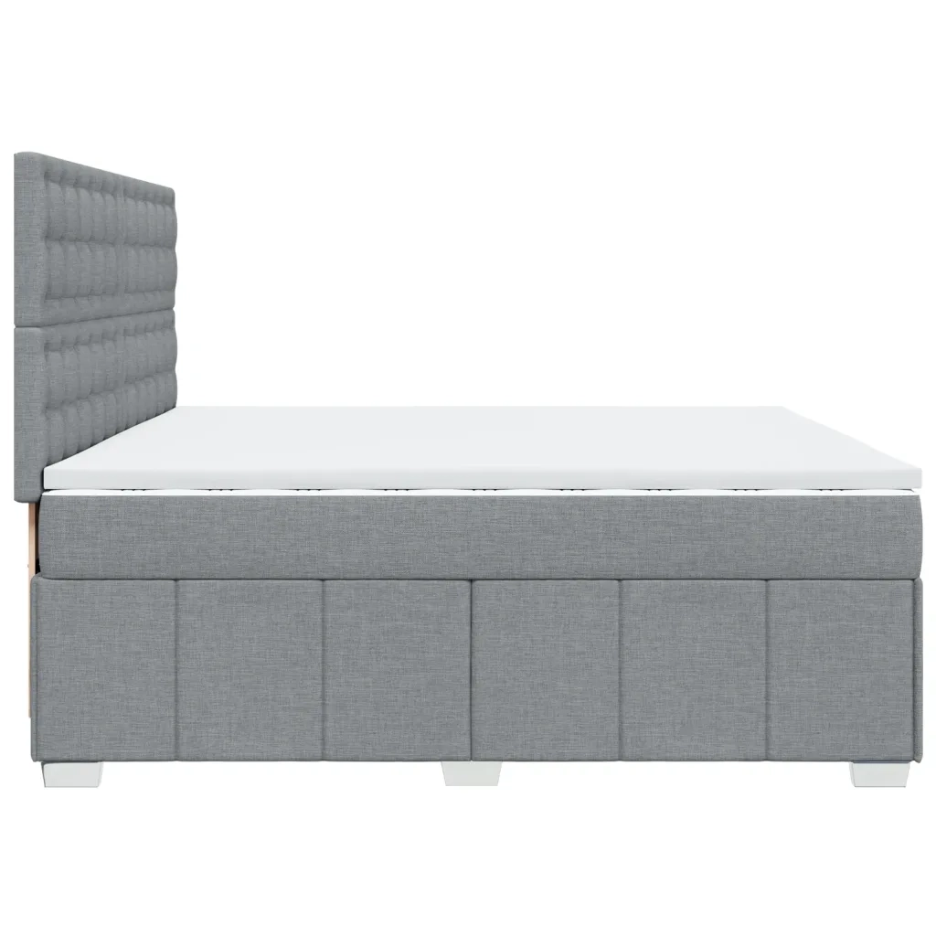 Giroletto a Molle con Materasso Grigio Chiaro 200x200cm Tessuto