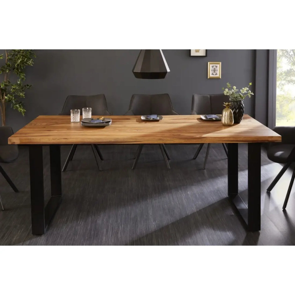 Table LODEN – Rettangolare 160 cm – Legno Sheesham e metallo – Stile industriale