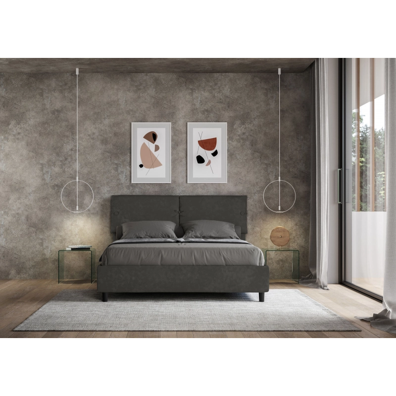 Letto imbottito Matrimoniale 160x210 cm Sleeper - Senza rete,Microfibra,Grigio