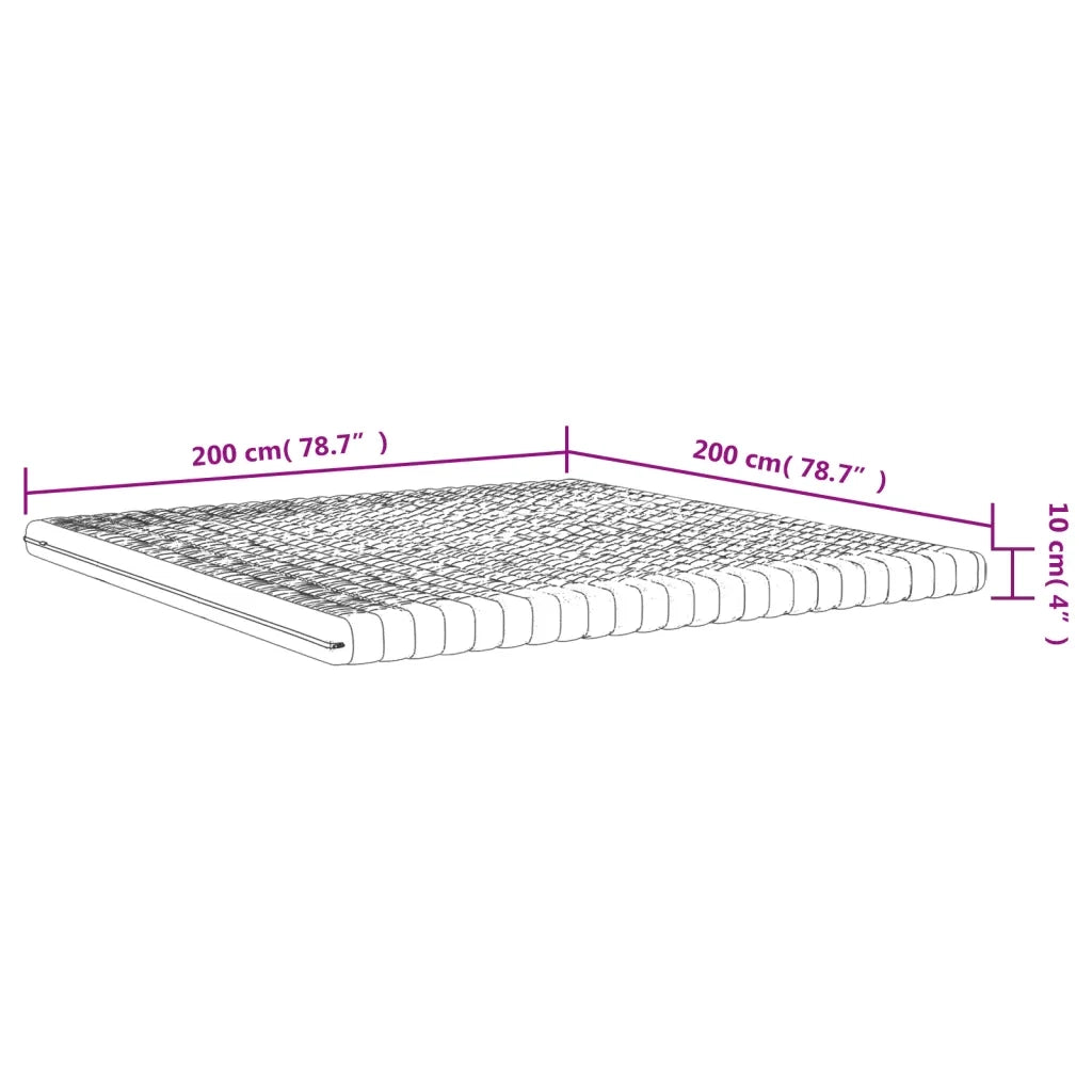 Materasso in Schiuma-Materasso per Letto Bianco 200x200 cm 7 Zone Durezza 20 ILD