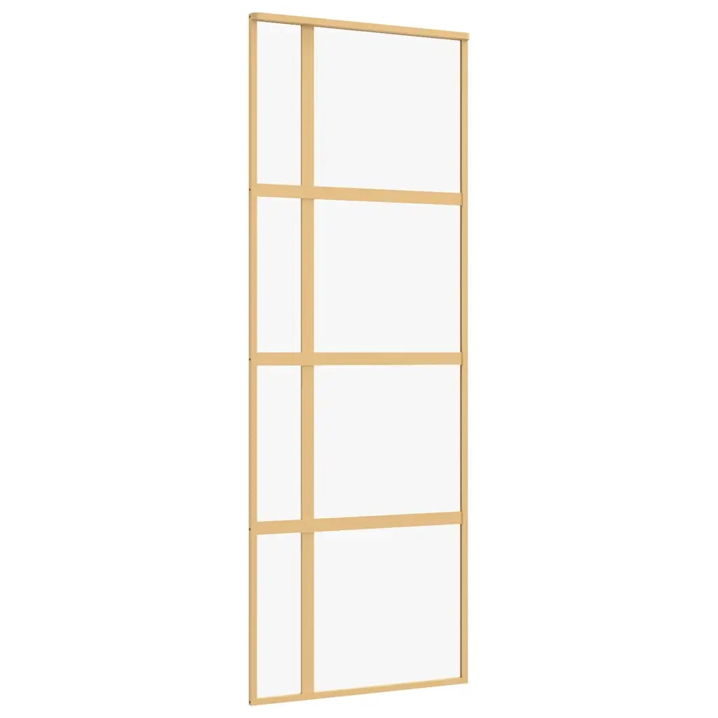 Porta Scorrevole Dorata 76x205 Vetro Trasparente ESG Alluminio 155190