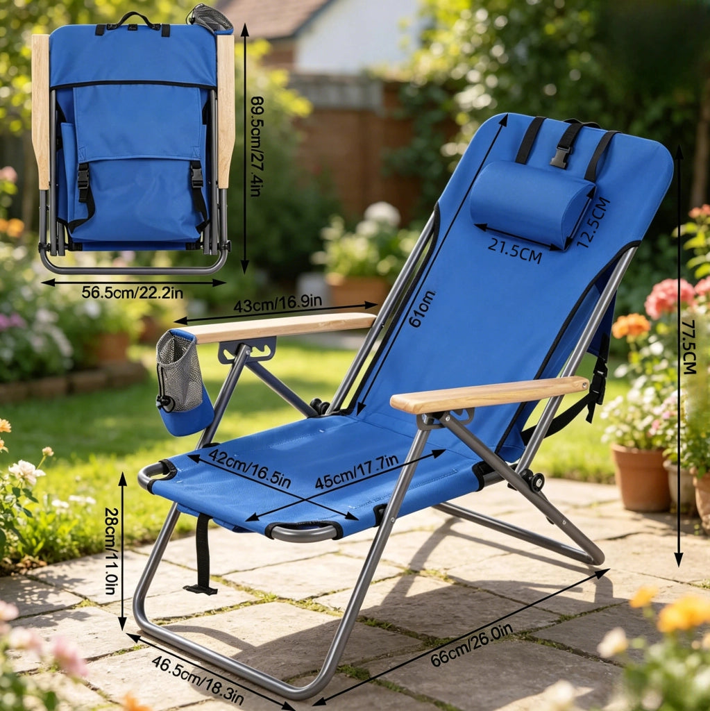 Sedia pieghevole relax da esterno con schienale regolabile a 4 posizioni; blu; in tessuto Oxford e metallo