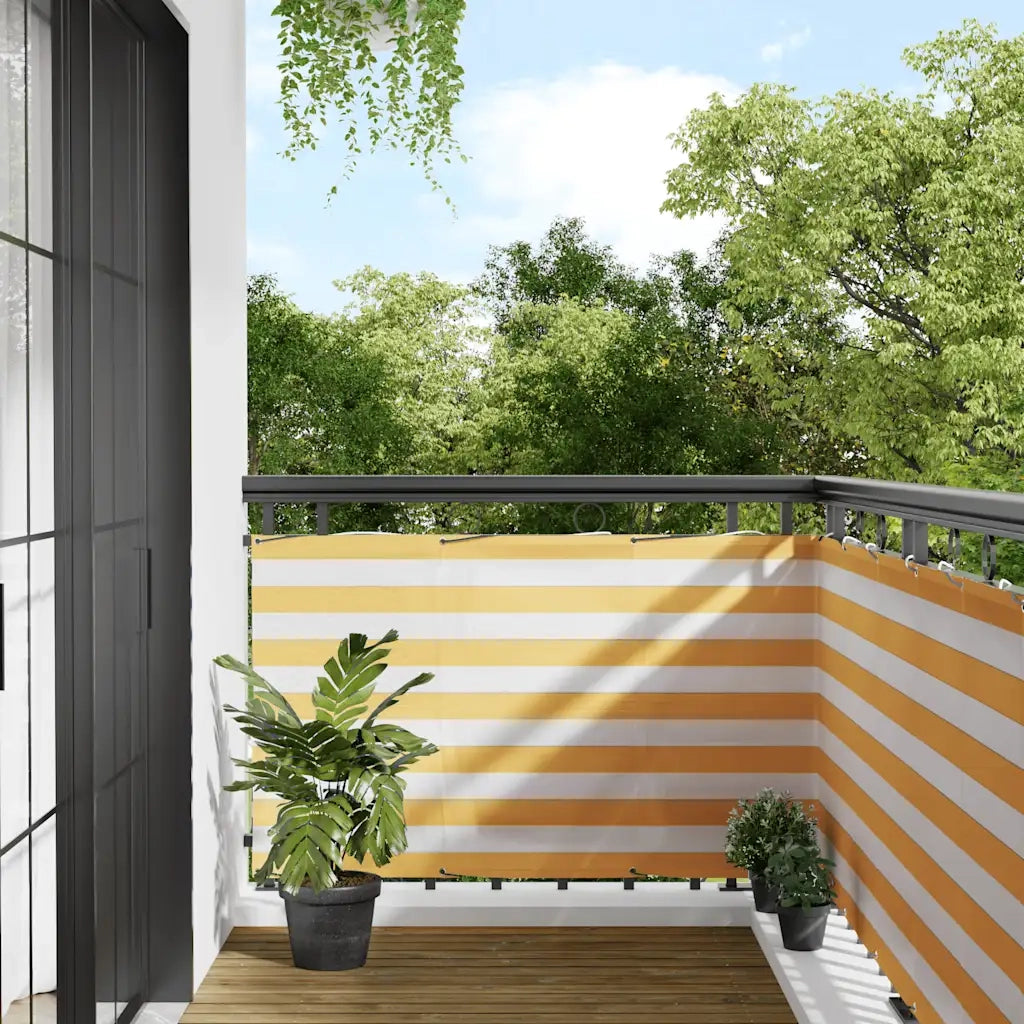 Paravento per Balcone Striscia Gialla e Bianca 90x800 cm CFW7207902