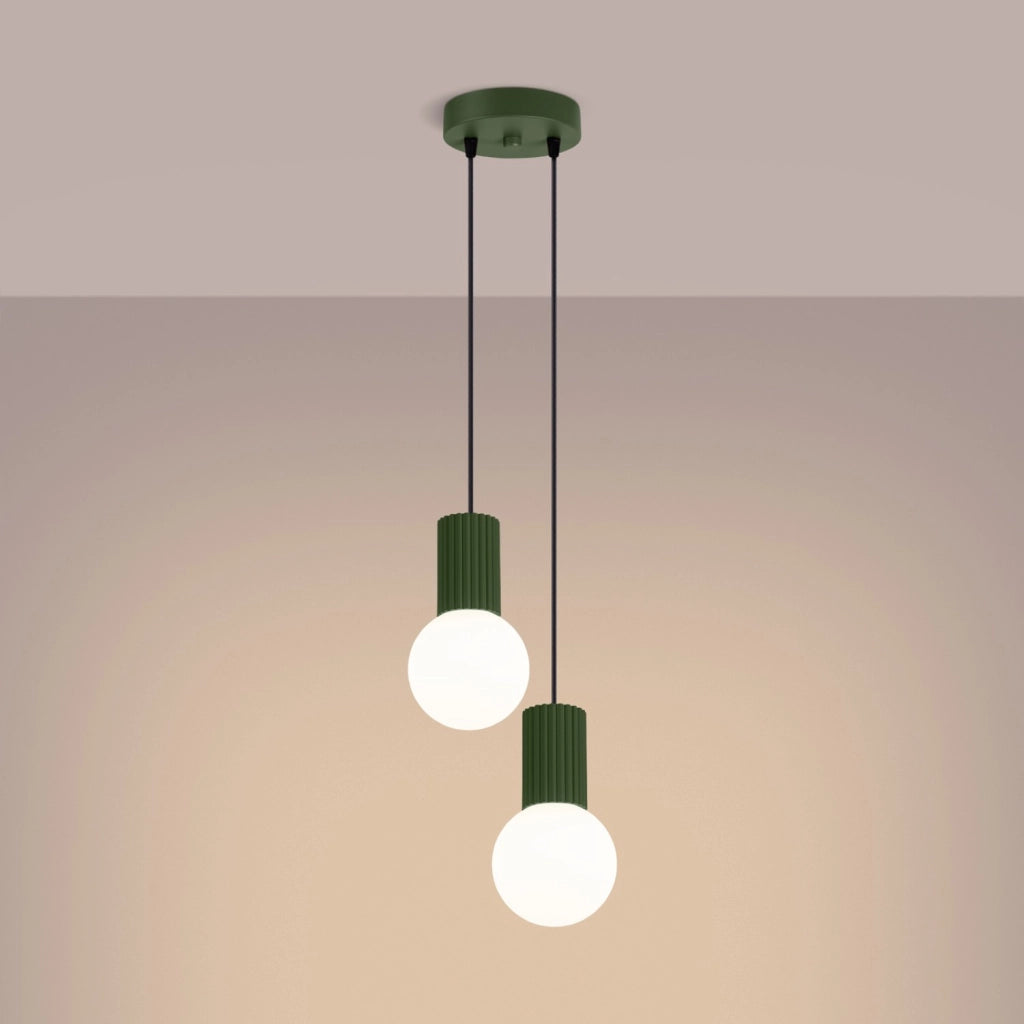 Lampada a sospensione HALO 2P verde oliva