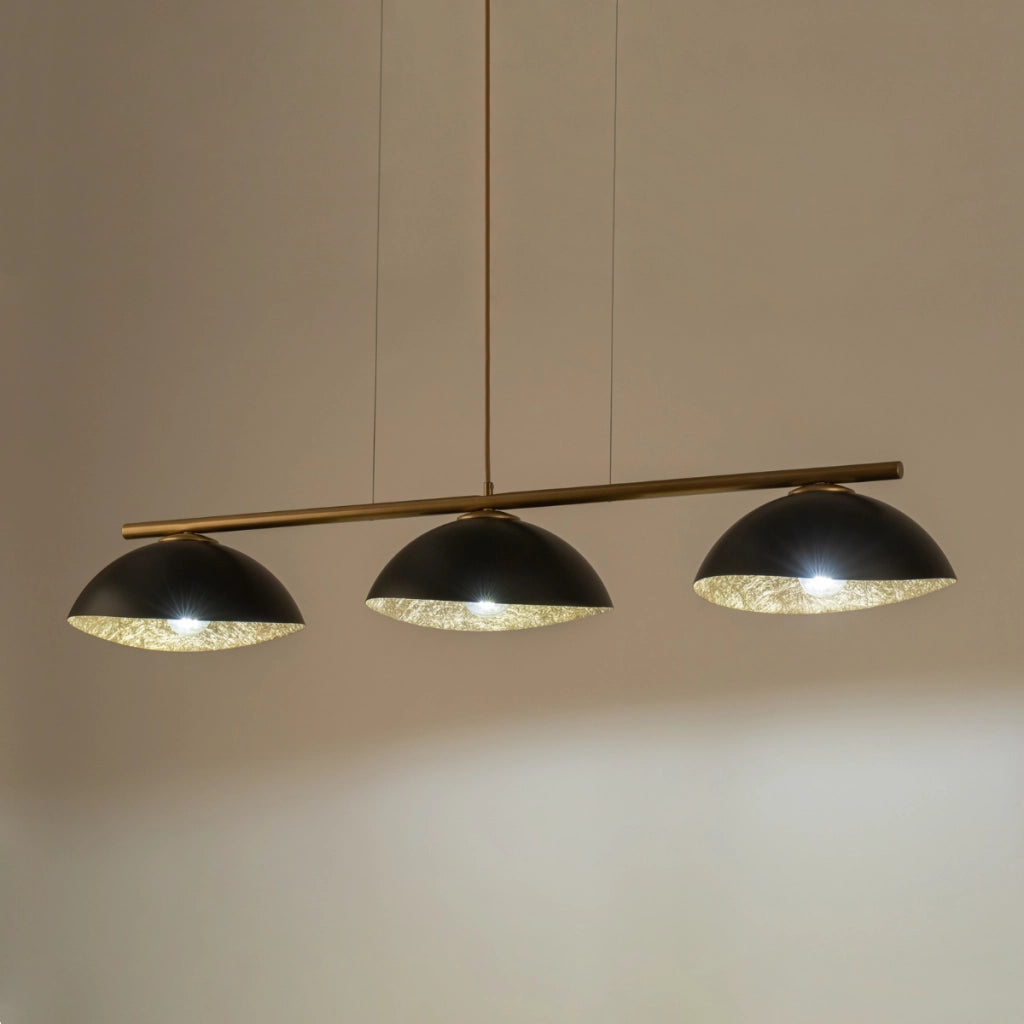 Lampada sospesa Sigma Solar 3 luci E27 oro/nero design