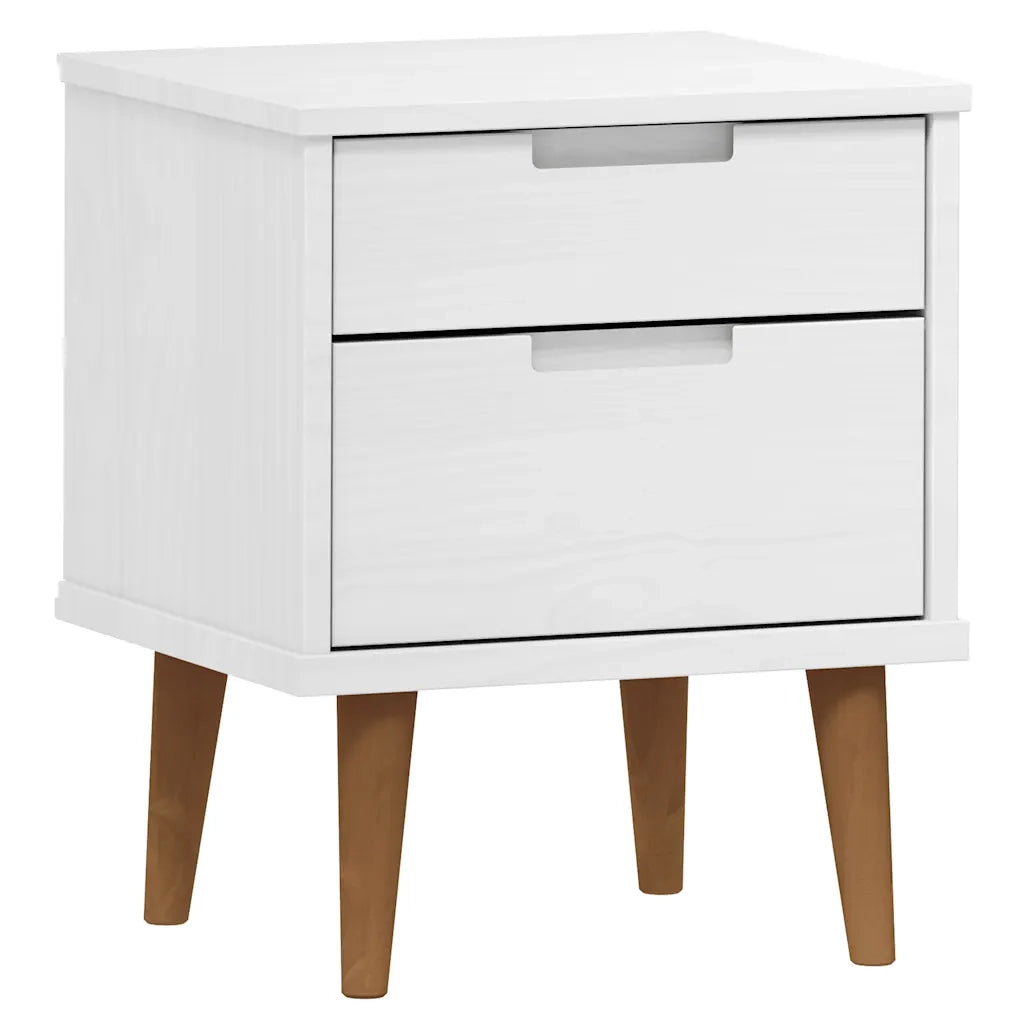 Comodino | Armadio da Notte | Mobiletto da notte MOLDE Bianco 40x35x48 cm in Legno Massello di Pino