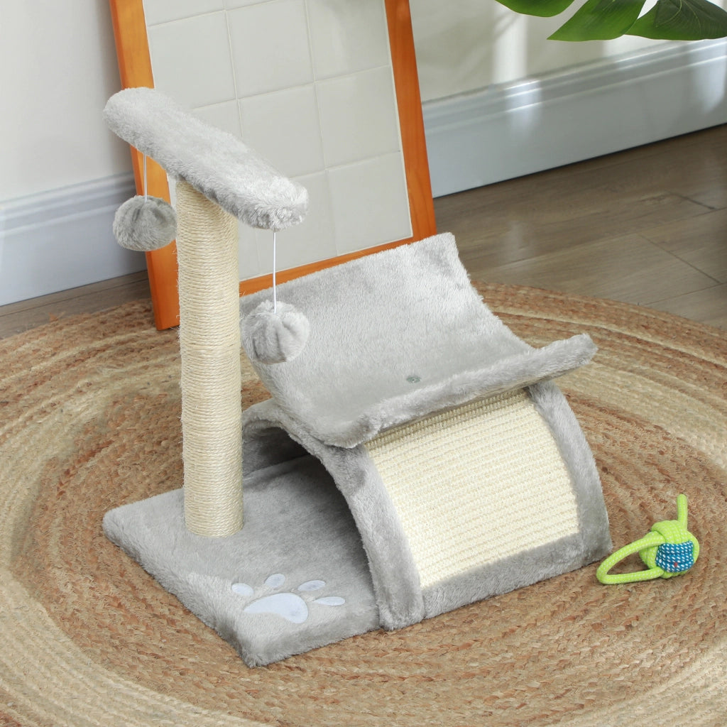 Tiragraffi per Gatti con Cuccia e Palline ¨C Xylo ¨C Grigio 40x30x43cm