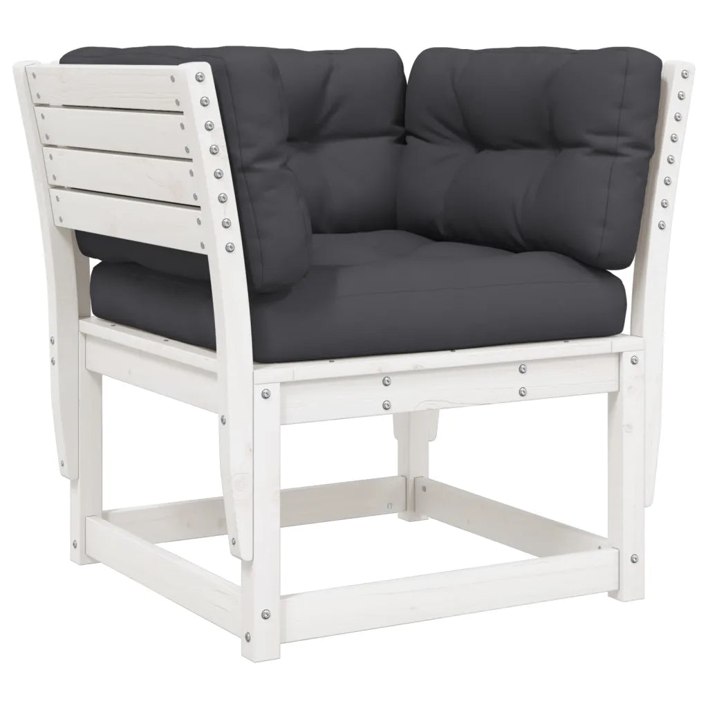 Divano Giardino con Braccioli con Cuscini-Sofa da Giardino-Divanetto da esterno Legno Pino Bianco