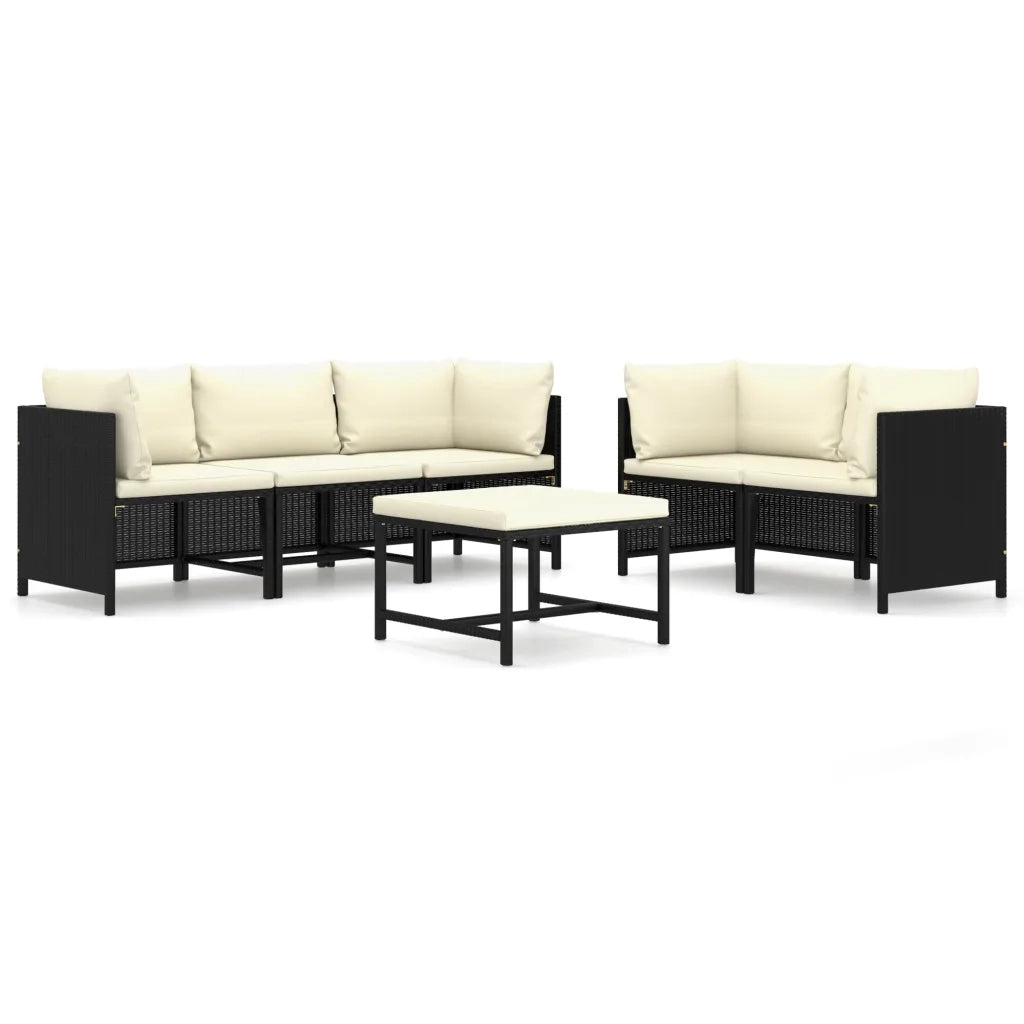 Set Divani da Giardino 6 pz con Cuscini in Polyrattan Nero 3059786