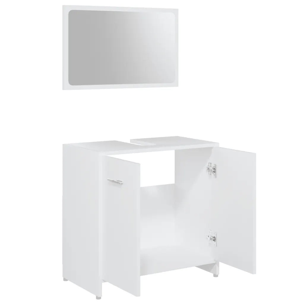 Set Mobili da Bagno | Armadio da bagno 4 pz Bianco in Legno Multistrato