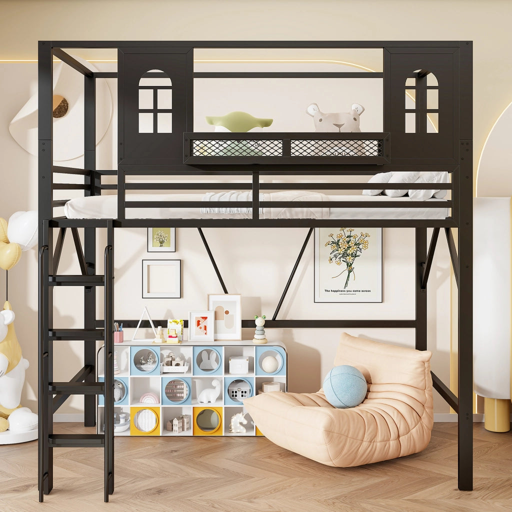 letto a castello metallo nero 90 x 200 cm