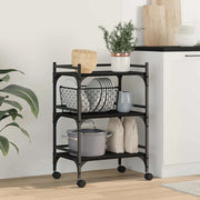 Carrello da Cucina-Scaffale per Cucina Rovere Nero 50 x 35 x 75.5 cm