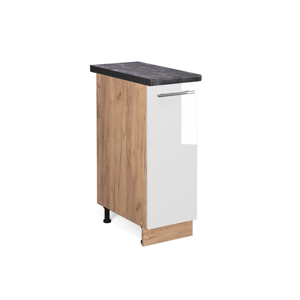 Armadio cucina dispensa alto Fame-Line Bianco lucido/Rovere dorato 30 cm, PL Antracite Vicco