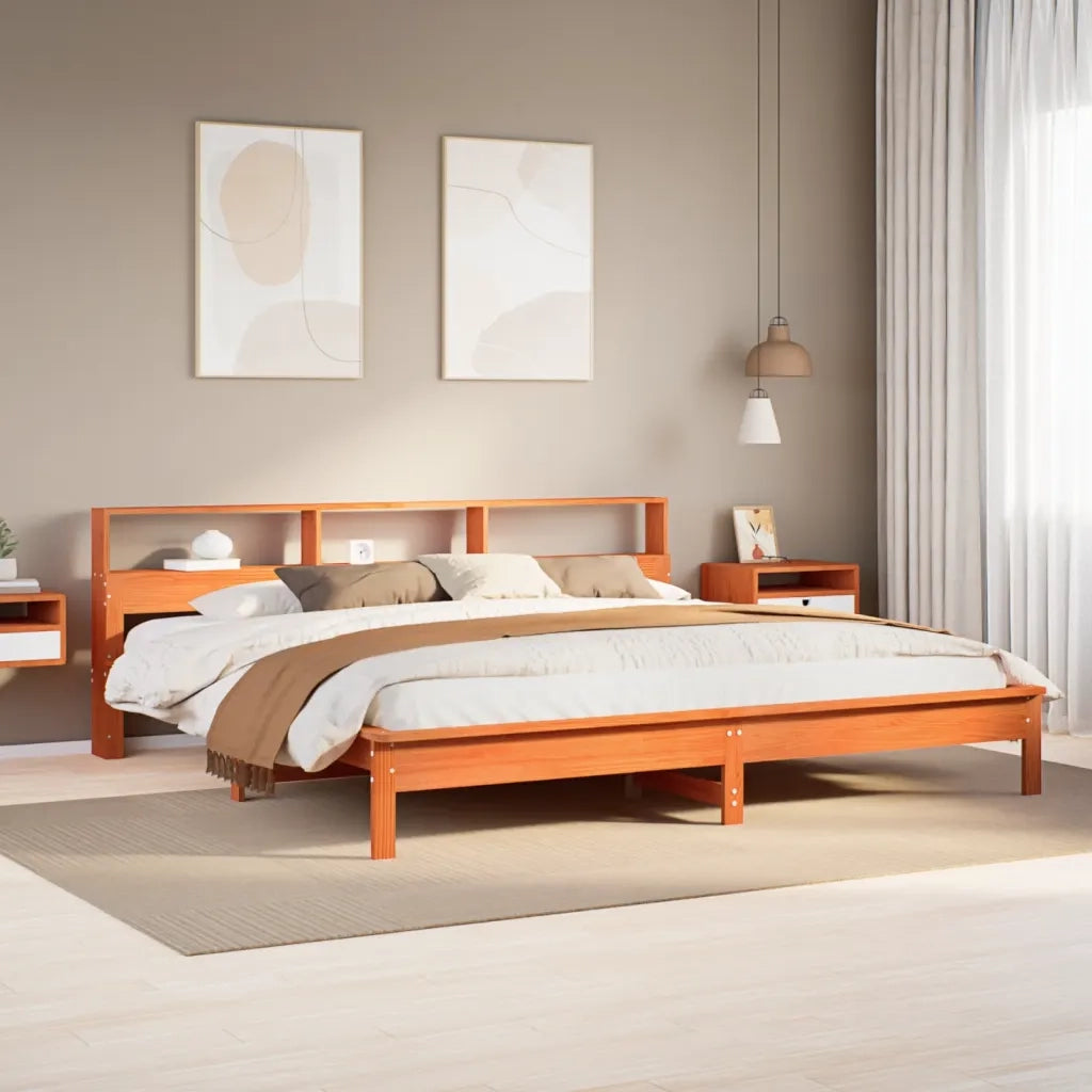 Letto senza Materasso Marrone Cera 200x200 cm in Legno di Pino 3309727