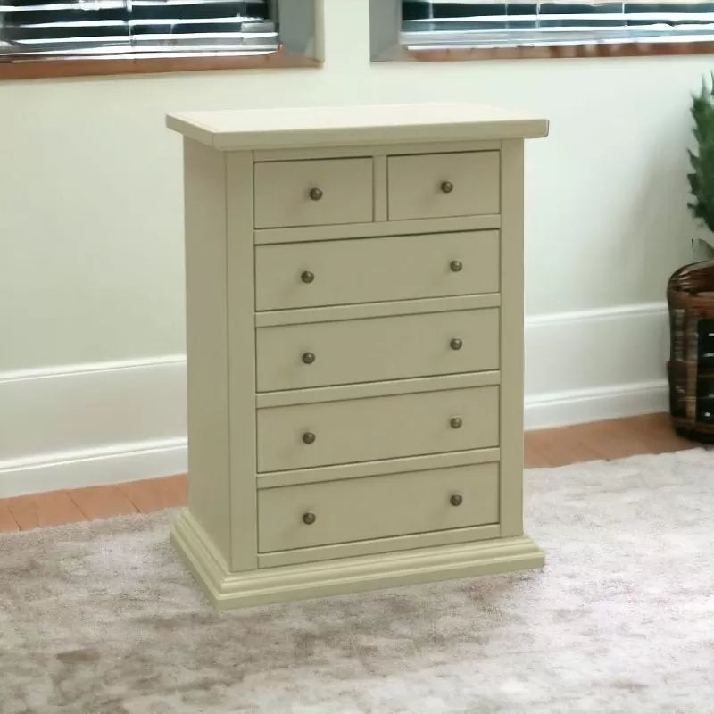 Cassettiera 6 cassetti in legno shabby avorio 62x37x93 - Mobili 2G