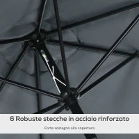 Ombrellone Rettangolare 2x3 m Pieghevole e Regolabile con Manovella, in Alluminio e Poliestere, Grigio Scuro