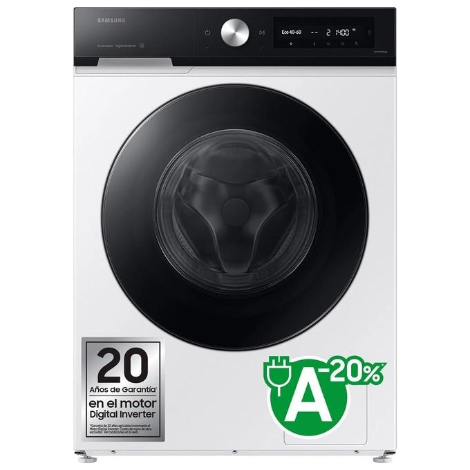 SAMSUNG BeSPOKE AI WW90DB7U94GEU3 Lavatrice a carica frontale 9 Kg Classe A Ecodosatore AI Lavaggio e Control Profondita' 60 bianco