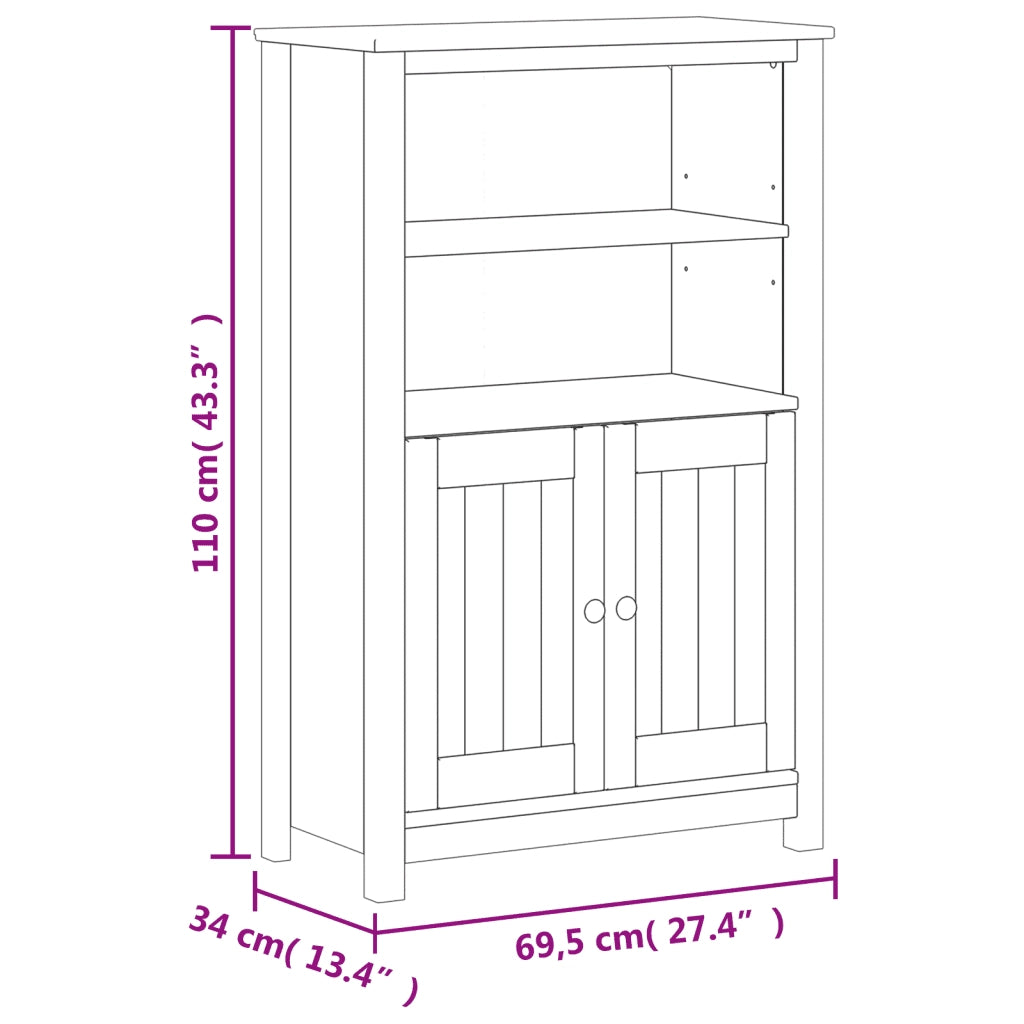 Mobile da Bagno BERG Bianco 69,5x34x110 cm Legno Massello Pino 358546