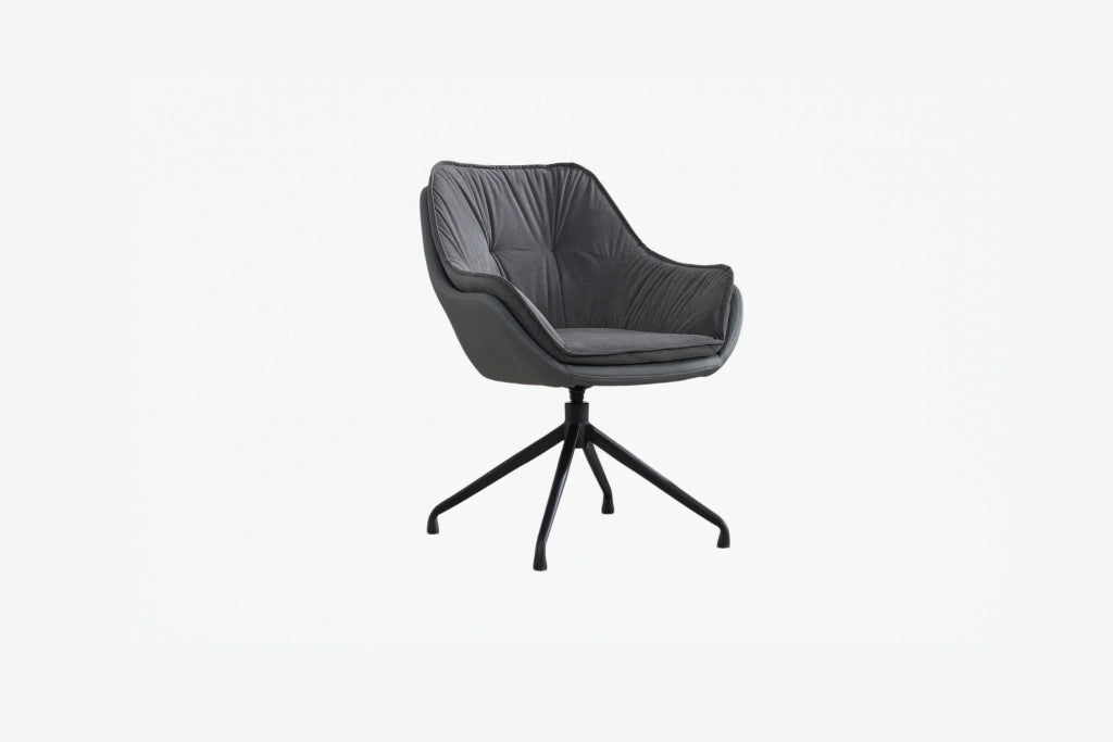 Sedia da ufficio girevole in similpelle con seduta ampia schienale ergonomico e ritorno automatico base metallica grigio