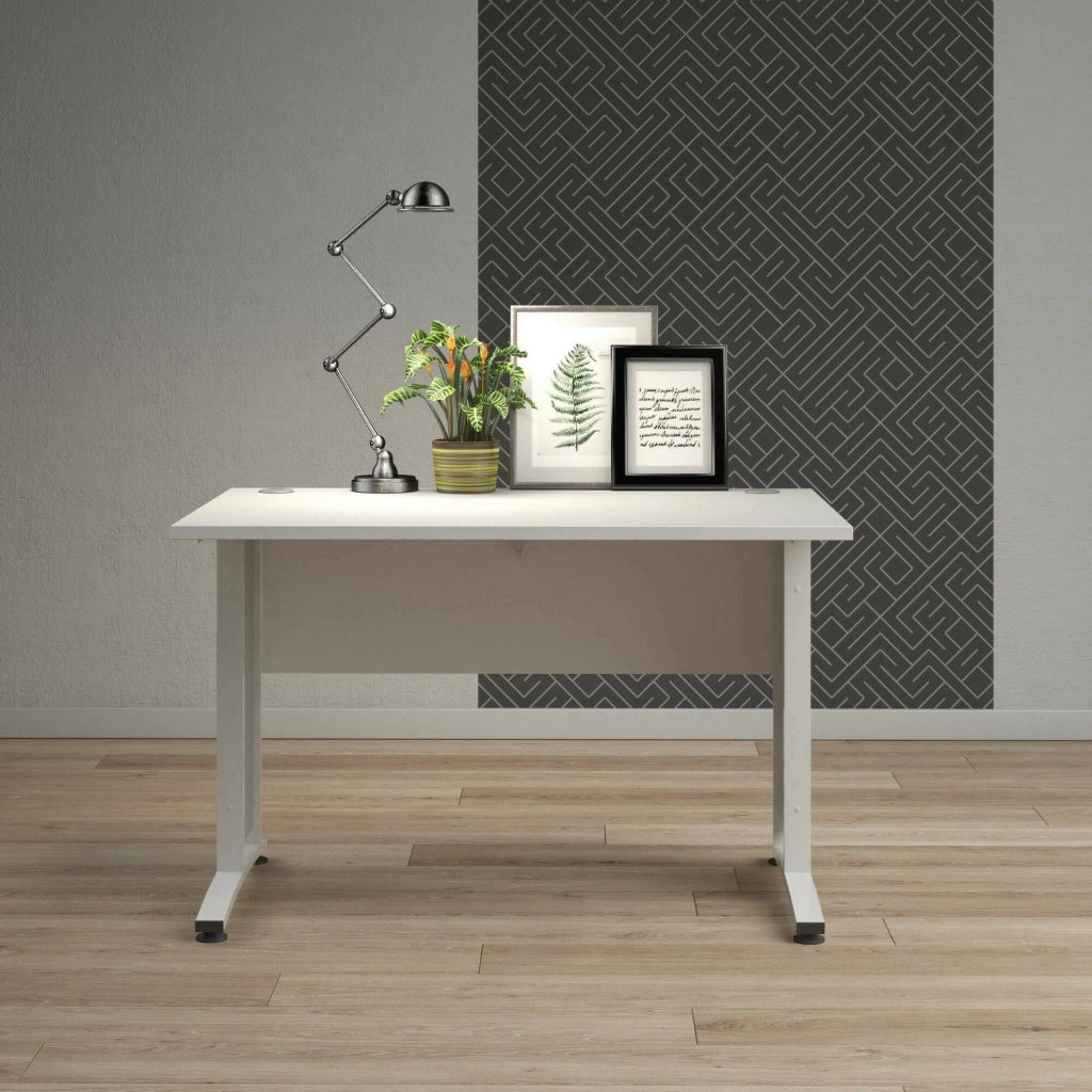 Scrivania Amigos, Scrittoio multiuso, Tavolo per ufficio porta PC, Piano di lavoro, 120x80 h75 cm, Bianco