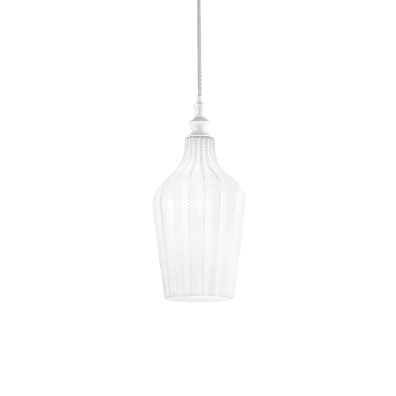 Lampada a Sospensione Cleofe S/12 Bianco - Montatura in Metallo Bianco Opaco con Vetro Opale 1xE27 Max 60W IP20 - Gealuce