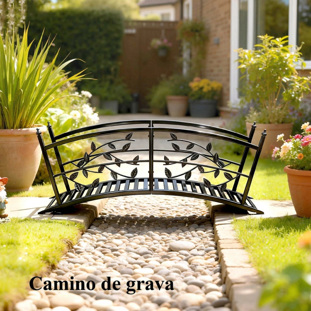 Ponte da Giardino Metallico con Ringhiera ¨C zephmum ¨C 120 cm Colore Nero