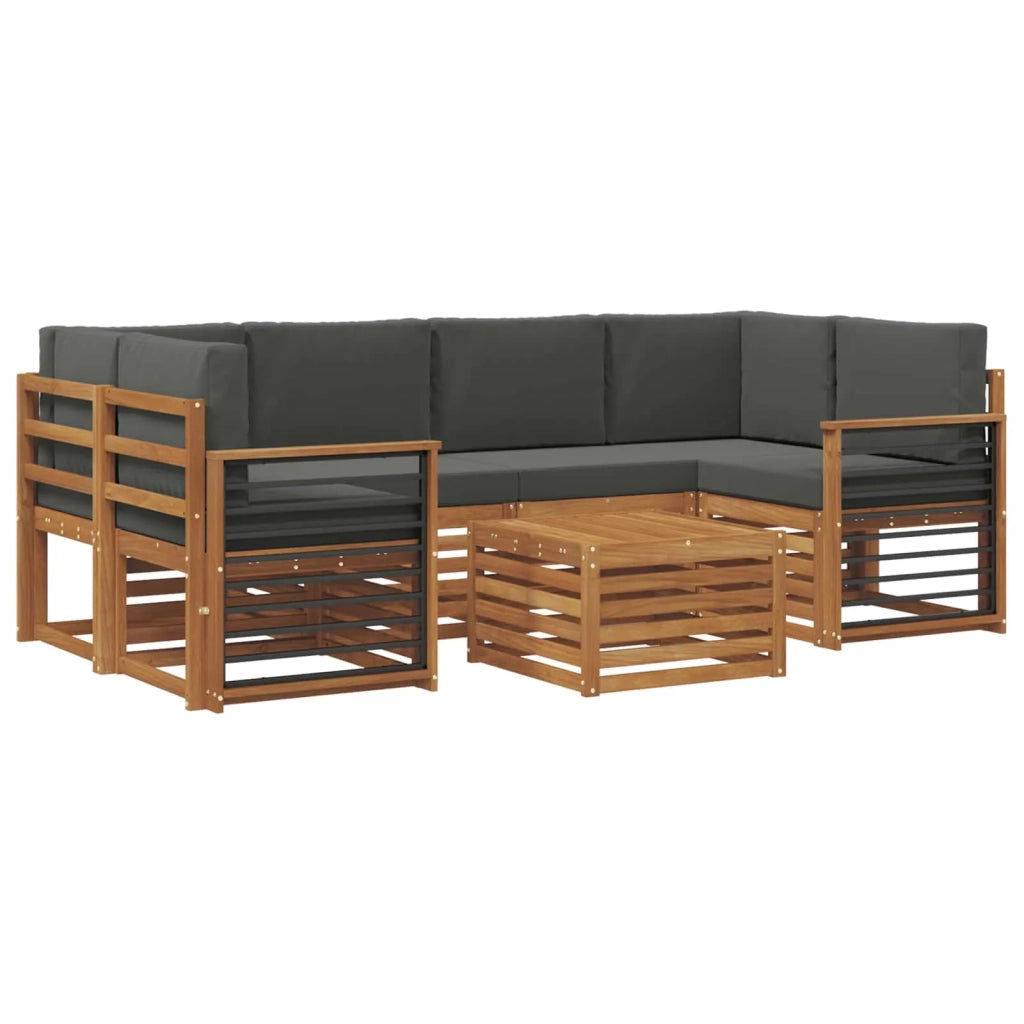 Set di divani da esterno con cuscino 7 pcs Naturale e Antracite