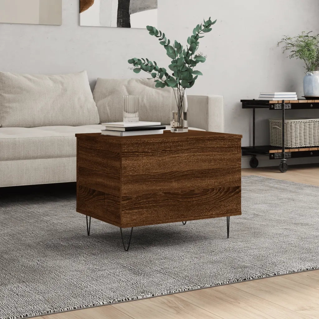 Tavolino salotto | Tavolino da caff¨¨ | Tavolino da Soggiorno Rovere Marrone 60x44,5x45 cm Legno Multistrato