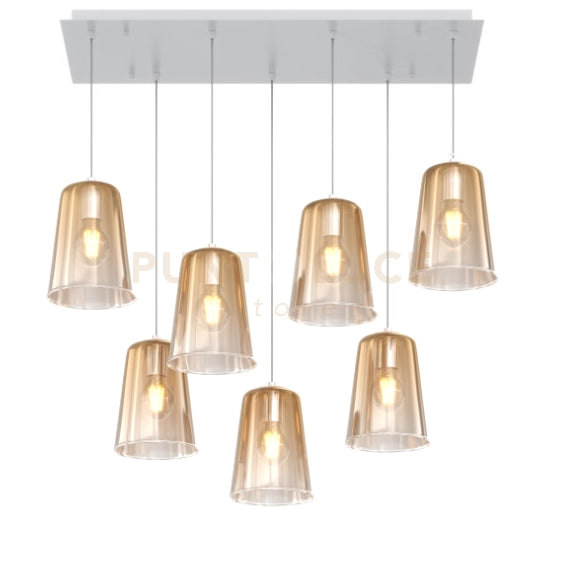 SOSPENSIONE BIANCO RETTANGOLARE 7 LUCI AMBRA 1164BI-S7 R-AM