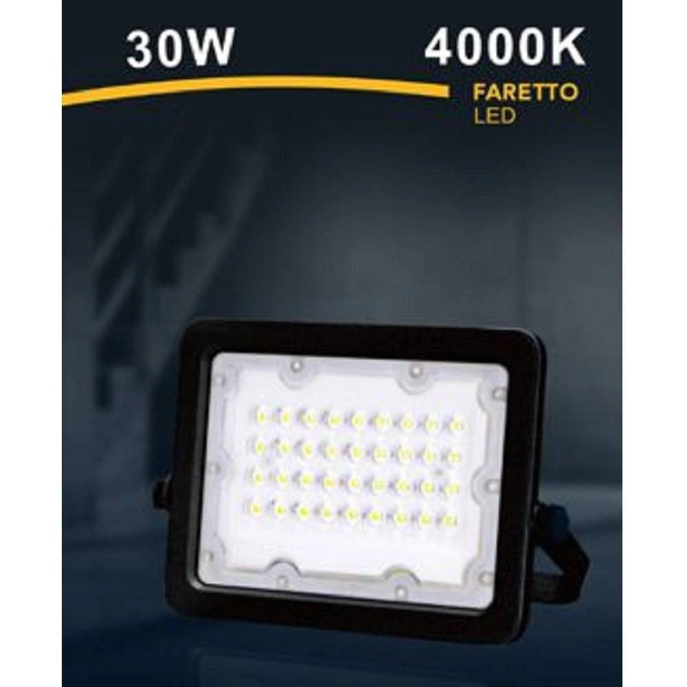 Trade Shop - Faro Faretto Led Proiettore Esterno Nero 30w Ip65 Luce 6500k 4000k 3000k Fs30w-n -