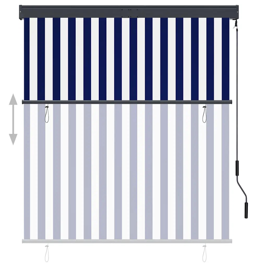 Tenda a Rullo per Esterni 140x250 cm Blu e Bianca