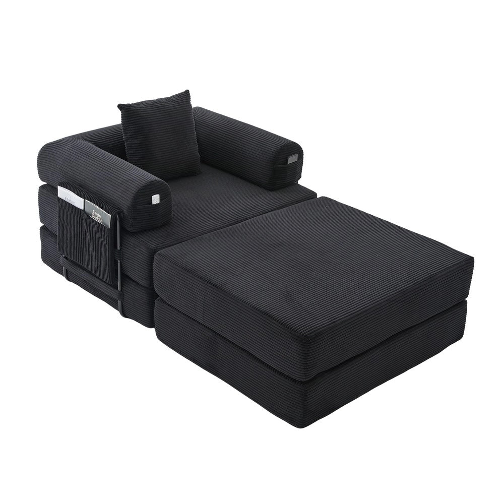 Poltrona Relax con Poggiapiedi e Cuscino ¨C Xylo ¨C Tessuto a Coste, Braccioli, Struttura in Metallo