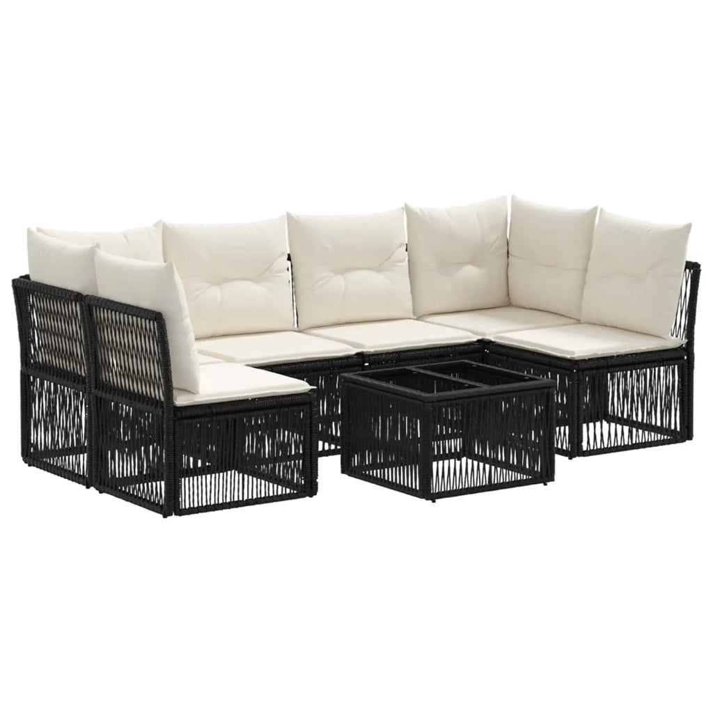 Set Divano da Giardino 7 pcs Nero polyrattan 3434161
