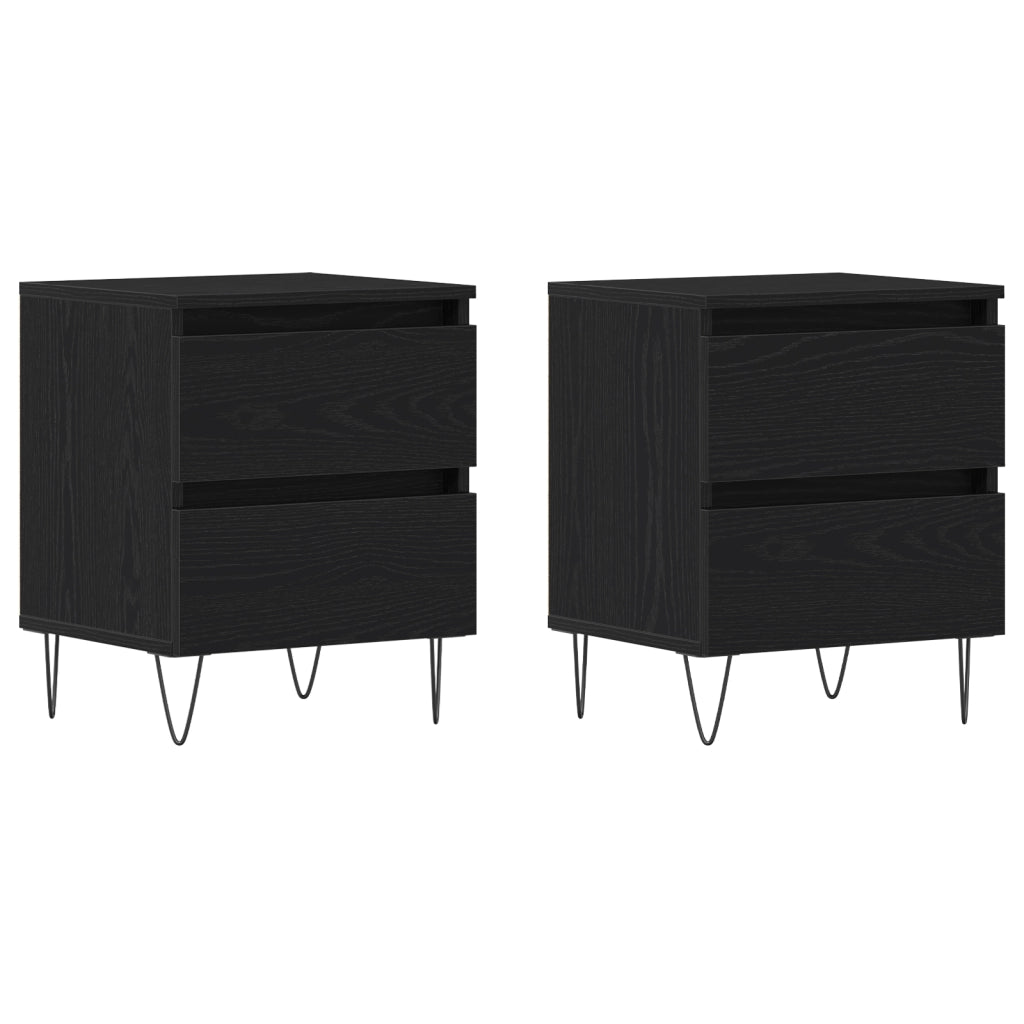 Comodini 2 pz Rovere Nero 40x35x50 cm Legno ingegnerizzato