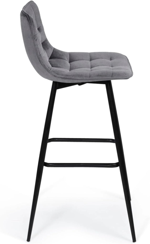 Set di 4 sgabelli da bar MADY in velluto blu pastello, grigio chiaro, grigio scuro e rosa