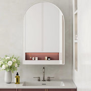 Armadietto Specchio con Ripiani ¨C MINIMAL ¨C Bianco, Metallo, da Parete