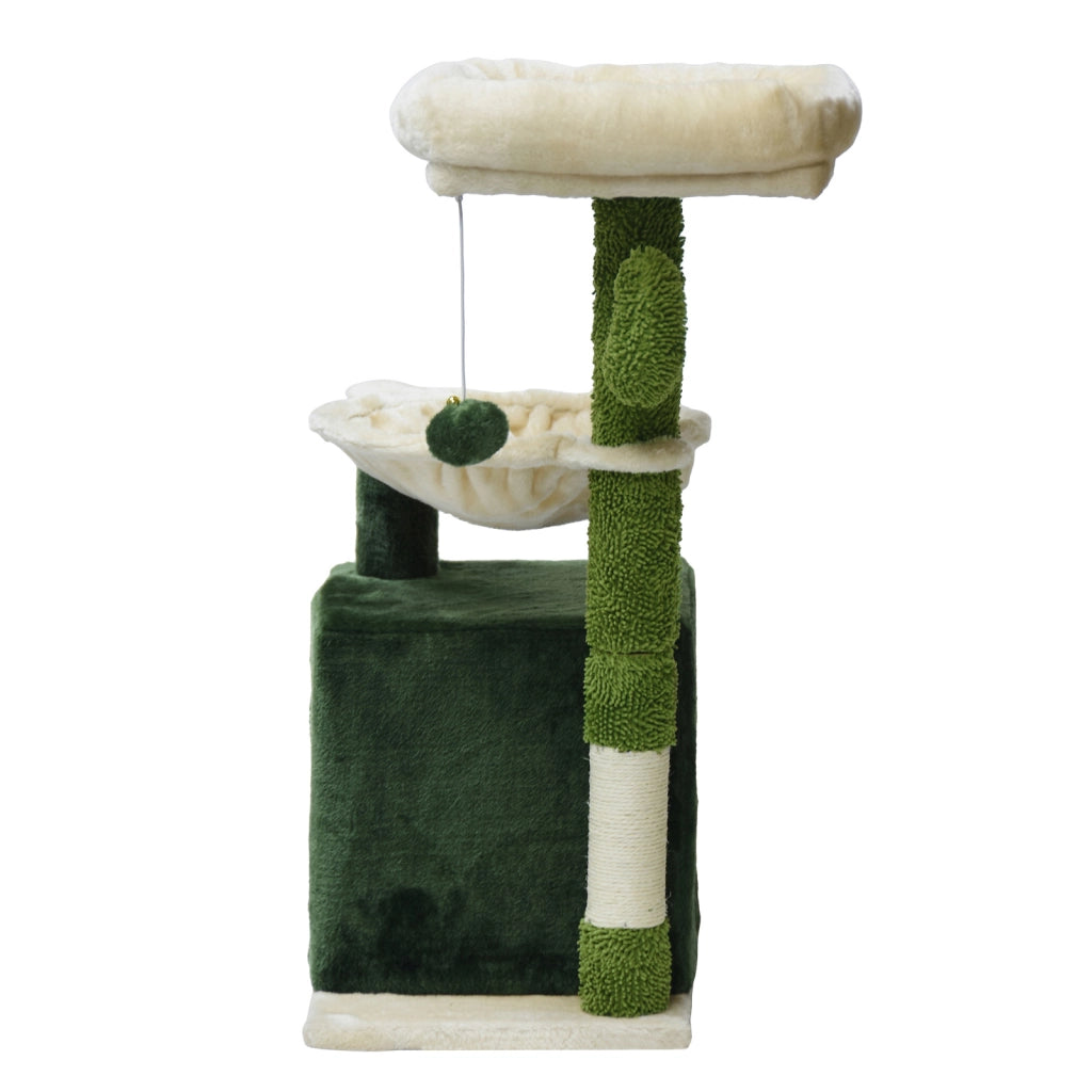 Fudajo Albero tiragraffi a forma di cactus 75cm con sisal di 4 mm Con amaca e casetta per gatti