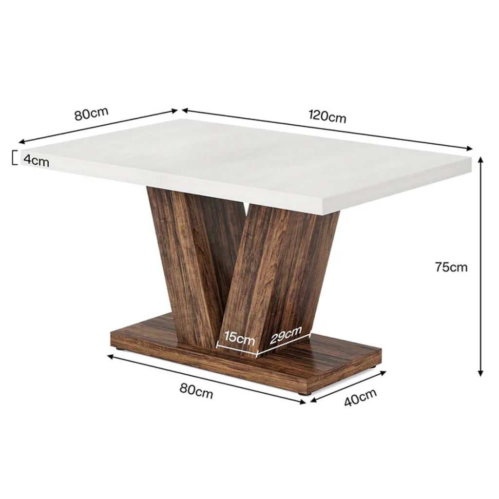 Tavolo rettangolare rustico da pranzo 120x80x75 cm per 4-6 persone