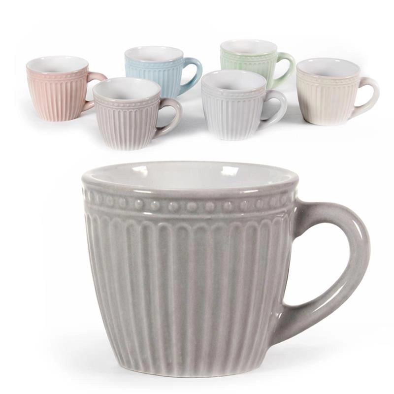 SET 6 TAZZINE PASTEL DA CAFFÈ CON MANICO 90 ML 6 X 5,5H CM