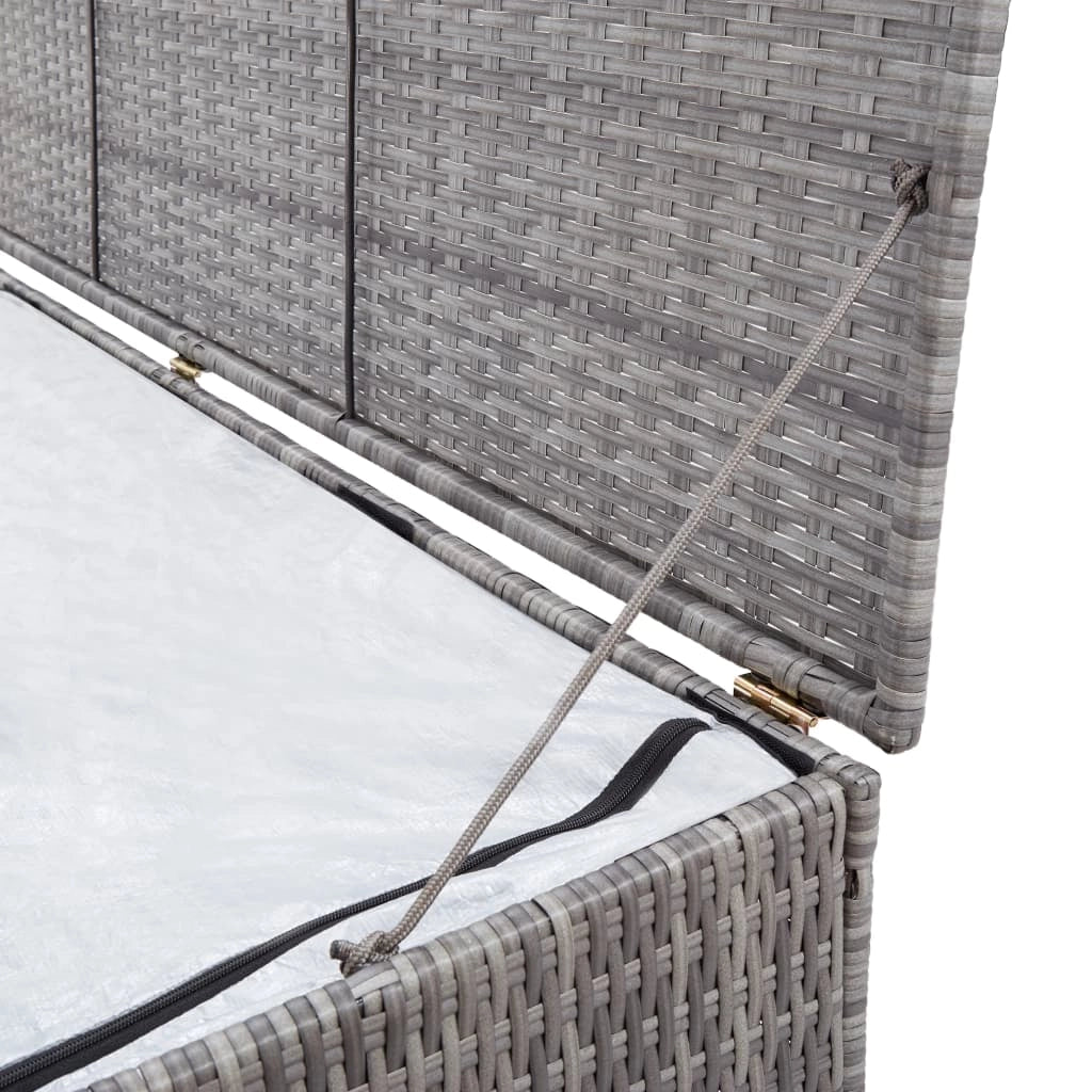 Contenitore/box da giardino 120 x 50 x 60 cm resina intrecciata grigia 02_0013080