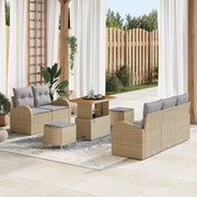 Set di divani da giardino a 8 pezzi con cuscini Beige Polyrattan Acacia