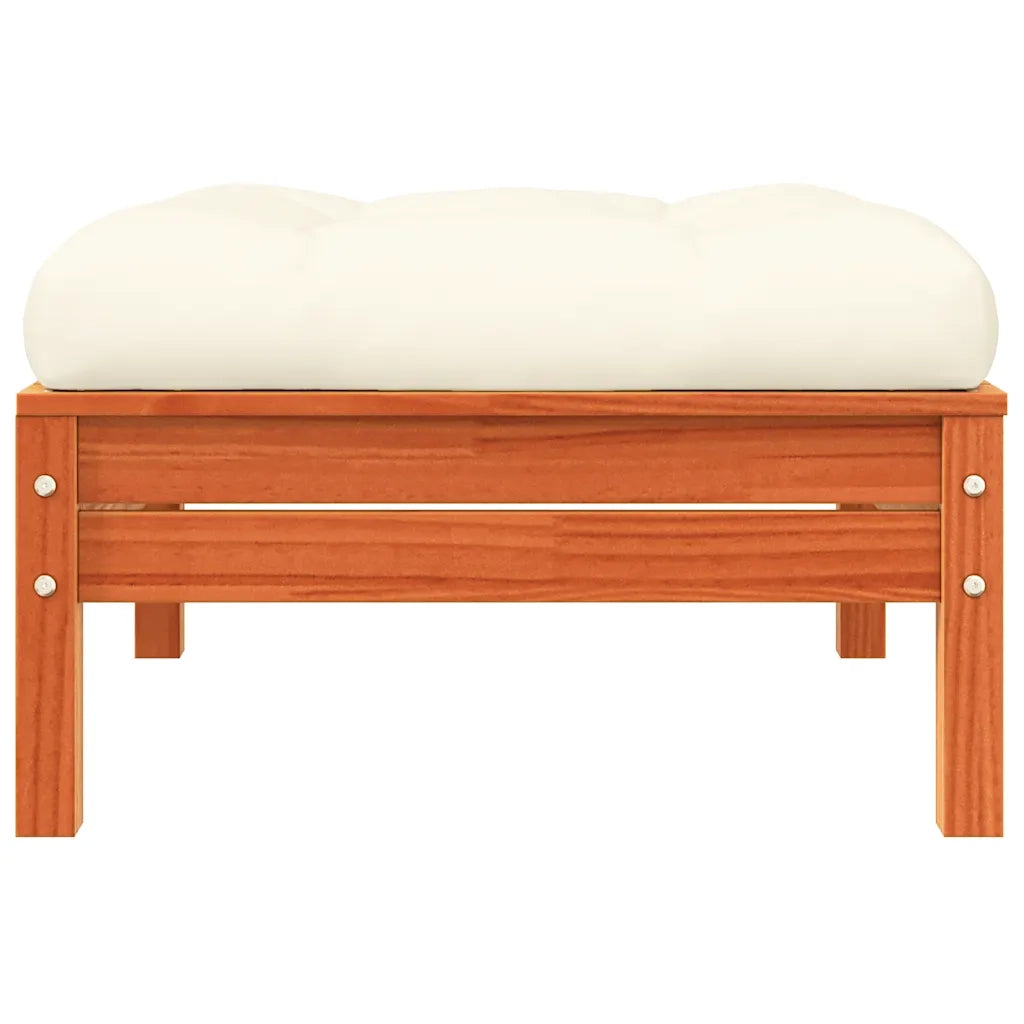 Poggiapiedi Giardino con Cuscini 2 pz Marrone Cera Massello Pino CFW3561651