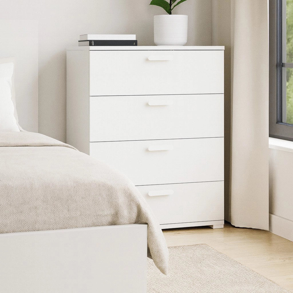 Damascena, Cassettiera 4 Cassetti Made in Italy, 39.00x70.00x98.00h cm Bianco
