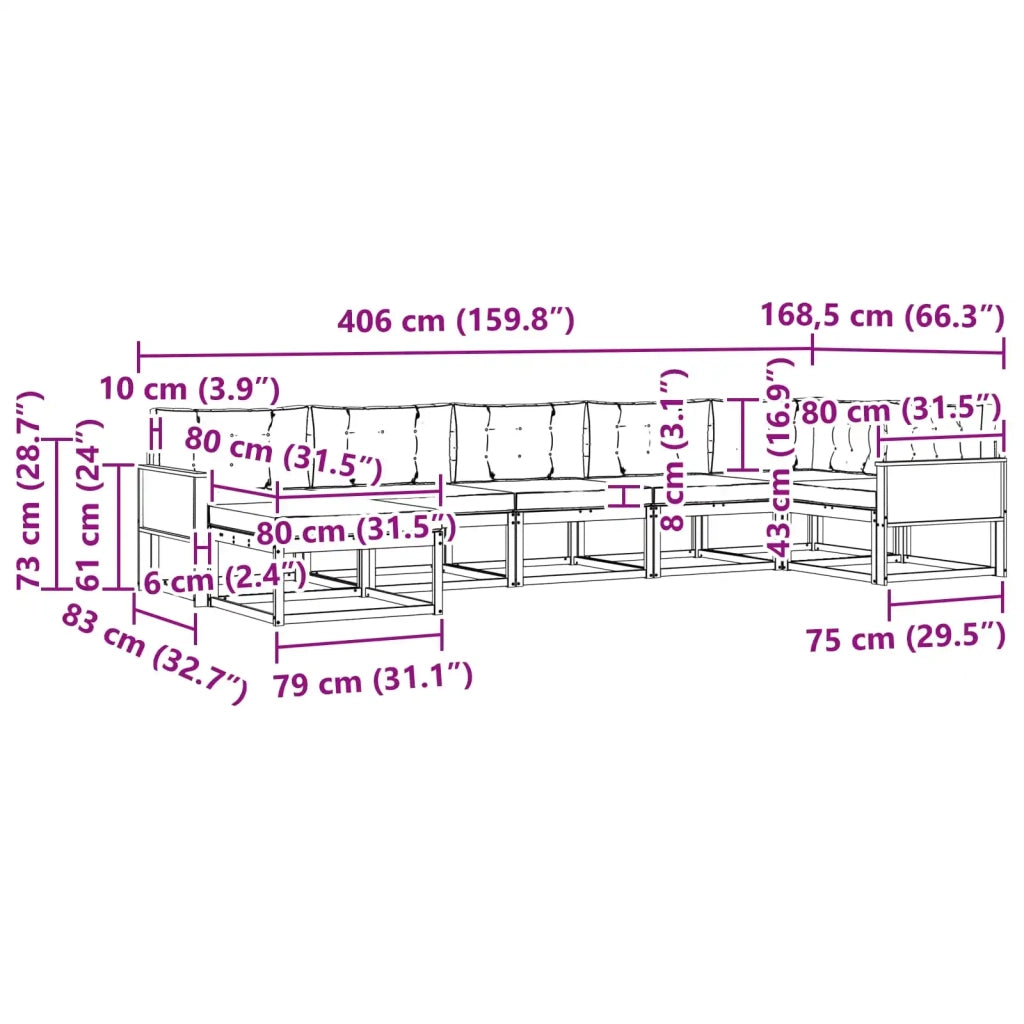 Set di divani da esterno 7 pz Naturale e Antracite 3382740