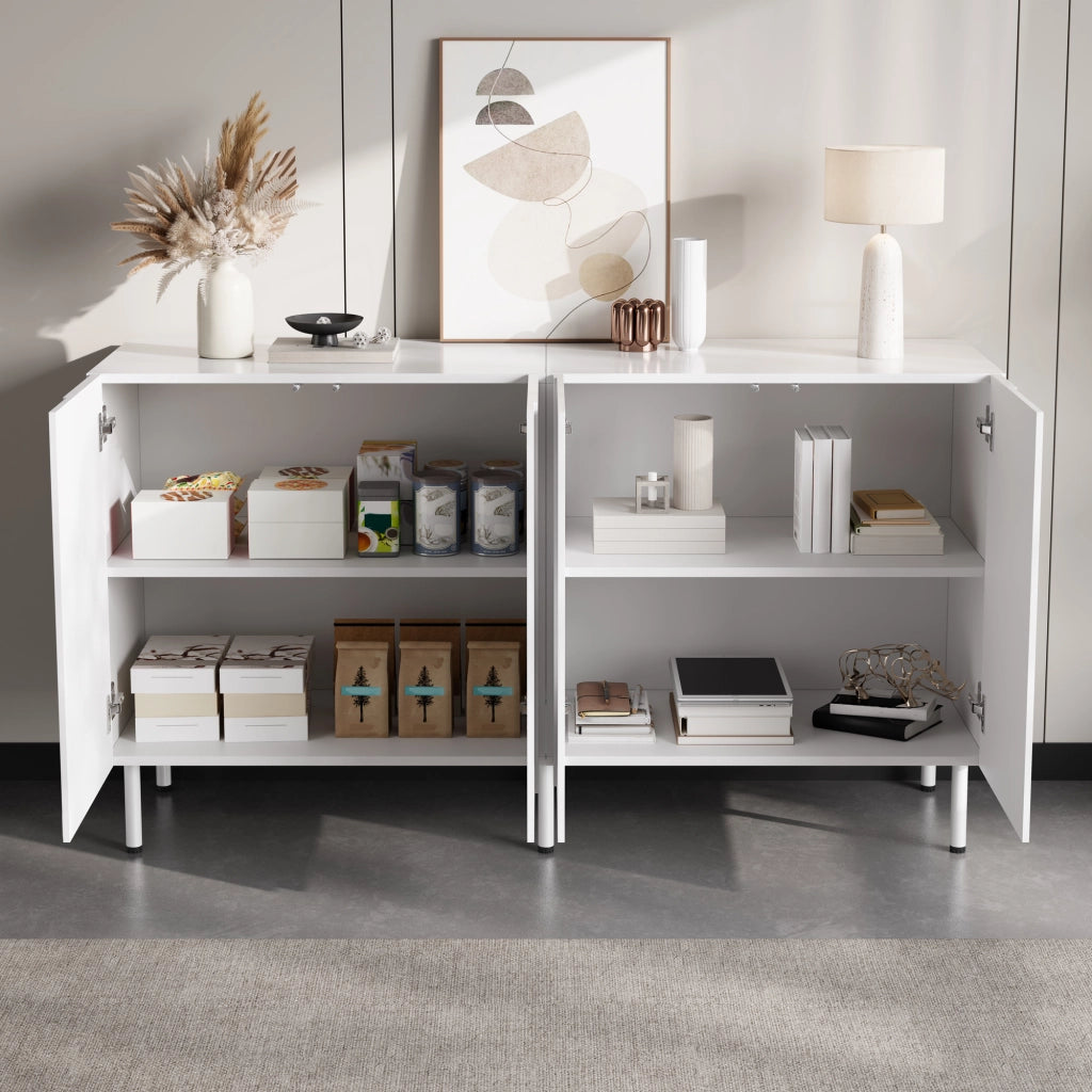MADIA 140x40x77,5 cm con 4 ante curve 3D Push-to-Open bianca